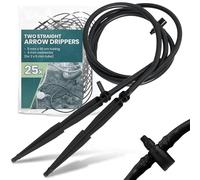 25x Instalguru Gotero Riego Por Goteo 5 mm 50 cm 2 Salidas Microirrigación Huerto Urbano Jardín Maceta Tubería Adaptador Emisor Estaca Recta Sistema Automático Hidropónico Kit