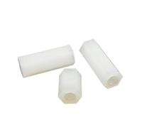 25X M2 M2.5 M3 M4 Negro Blanco Nylon Plástico Hexagonal Acoplamiento Conector Junta Columna Separador Espaciador Perno for Placa Base PCB(White female-female,M2x12mm)