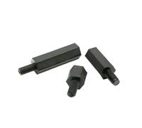 25X M2 M2.5 M3 M4 Negro Blanco Nylon Plástico Hexagonal Acoplamiento Conector Junta Columna Separador Espaciador Perno for Placa Base PCB(Black male-female,M2.5x10mm)