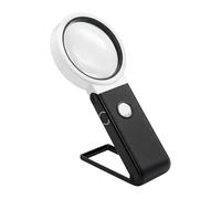 25x Magnifying Glass with 8 LED Lights - Hands-Free Folding Handheld Magnifier | Illuminated Desktop Reading Aid For Seniors, Macular Degeneration & Close Work | Portable Loupe For, Jewellery &