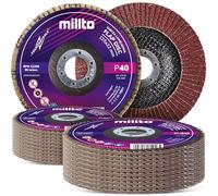 25x Millto Disco de Lija Flap 125x22,2 mm P40 T29 Láminas Lijadoras para Metal Madera Óxido Pintura Suciedad Amoladora Angular Disco Abrasivo Flap Rueda Lijado Superficies
