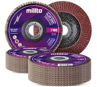 25x Millto Disco de Lija Flap 125x22,2 mm P80 T29 Láminas Lijadoras para Metal Madera Óxido Pintura Suciedad Amoladora Angular Disco Abrasivo Flap Rueda Lijado Superficies
