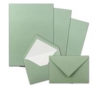 25x papel de cartas DIN A4 con sobres forrados C6, encolado húmedo - Color: Verde oscuro eucalipto - papel de escribir mate y sobres con forro de seda blanca
