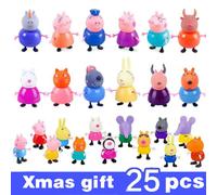 25X Regalo de Navidad Peppa Pig Familia Emily Rebecca Suzy Figuras de Acción Juguete