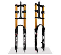26 27.5 29 Mountain Bike Horquilla De Suspensión Aire Ajuste Rebote 145mm Recorrido QR 9x100mm 1-1/8 Straight Steerer Downhill Horquilla Delantera De Doble Hombro Para XC/AM/DH MTB(Gold,27.5'')