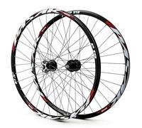 26/27,5/29IN Juego De Ruedas para Bicicleta De Montaña Aleación De Aluminio Ruedas Delantera Y Trasera QR Freno De Disco Bujes De 32H para Cassette De 7-11 Velocidades(Black-Red,29in)