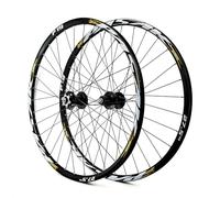 26/27,5/29IN Juego De Ruedas para Bicicleta De Montaña Aleación De Aluminio Ruedas Delantera Y Trasera QR Freno De Disco Bujes De 32H para Cassette De 7-11 Velocidades(Black-Gold-2,27.5in)