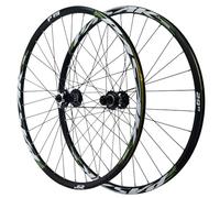 26/27,5/29IN Juego De Ruedas para Bicicleta De Montaña Aleación De Aluminio Ruedas Delantera Y Trasera QR Freno De Disco Bujes De 32H para Cassette De 7-11 Velocidades(Black-Green,27.5in)