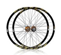 26 27,5 29IN Ruedas Delanteras Y Traseras para Bicicleta De Montaña Llantas De Aleación De Aluminio Juego De Ruedas QR Bujes Freno De Disco 32H para Cassette De 8-11 Velocidades(Gold,26in)
