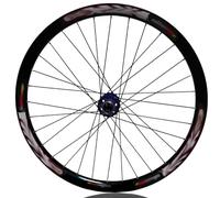 26/27,5IN Rueda Delantera BTT Llanta De Aleación De Aluminio Eje Pasante 15 X 100mm/15 X 110mm/20 X 110mm Freno De Disco Buje 32H(Black-Blue,26in-110 * 15mm)