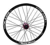 26/27,5IN Rueda Trasera para Bicicleta De Montaña Llanta De Aleación De Aluminio Eje Pasante 12x142/148/150mm Freno De Disco Buje 32H para Cassette De 7-12 Velocidades(Black-Pink,27.5in-12x142mm)