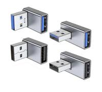 26-27 Adaptador USB 3.0 de 4 piezas, ángulo hacia arriba y hacia abajo, convertidor USB macho a hembra de ángulo izquierdo y derecho.