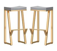 26/30 Pulgadas taburetes de Bar, taburetes de Altura del mostrador, taburetes Altos de Metal Industrial Café Pub Inicio Comedor Cocina Isla, Asiento de Madera (Gray 2ps,65cm/26in)