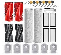 26 accesorios para robot aspirador Roborock Qrevo Curv 2 Flow, 4 cepillos principales, 2 rodillos limpiadores, 4 filtros HEPA, 6 bolsas de polvo, 8 cepillos laterales, 1 cepillo de limpieza, 1