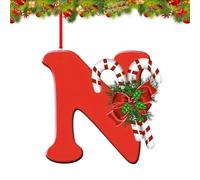 26 adornos de letras para decoración de árbol de Navidad, colgante personalizado para medias de Navidad, chimenea de árbol, reutilizable, 26 letras del alfabeto para manualidades de Navidad (N)