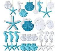 26 Adornos de Resina de Estrella de mar, Decoraciones, Arena Playa, océano, Adornos de Navidad, decoración de Conchas Marinas para árbol de Navidad, hogar, Boda