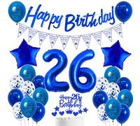 26 Años Cumpleaños Hombre Azul Marino, Decoración 26 Años Cumpleaños Azul, Globos 26 Años Cumpleaños Azul, Decoración Fiesta 26 Años Hombre, Azul Globos 26 Años Cumpleaños Hombre Mujer