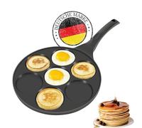 26 cm Pancakes Pancake Oladji - Sartén con revestimiento, de 7 agujeros, doble Sin patrón, sartén para panqueques antiadherente de aluminio liviano, para huevos, panqueques, crepes y más