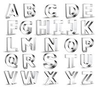 26 cortadores grandes de galletas con letras del alfabeto de 2.6 pulgadas, de acero inoxidable, cortadores de letras de metal para fondant, para festivales, uso diario, forma de letra, galletas,