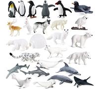 26 figuras de animales del Ártico, Océano Antártico, Océano Ártico, Mini plástico Polar Animal Figura, Pingüino, oso polar, foca, búho de nieve, bajo el mar, figuras de vida, figuras de cumpleaños