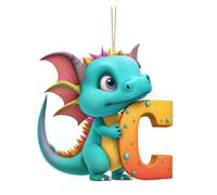 26 Letras Adornos de Navidad Decoracion Adornos Navidad Dragón Bebé Acrílico Decoración de Navidad para Colgar (C, Talla única)