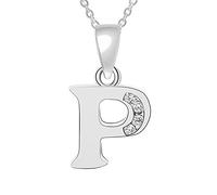 26 letras mayúsculas Iniciales Inglés Colgante CZ Zircon Nombre de Personalidad Clave Cadena Moda Mujer Niña Accesorios Regalo de Cumpleaños, talla única, Acero inoxidable,Latón, Circón