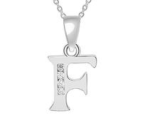 26 letras mayúsculas Iniciales Inglés Colgante CZ Zircon Nombre de Personalidad Clave Cadena Moda Mujer Niña Accesorios Regalo de Cumpleaños, talla única, Circón