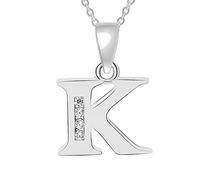 26 letras mayúsculas Iniciales Inglés Colgante CZ Zircon Nombre de Personalidad Clave Cadena Moda Mujer Niña Accesorios Regalo de Cumpleaños, talla única, Acero inoxidable,Latón, Circón