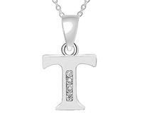 26 letras mayúsculas Iniciales Inglés Colgante CZ Zircon Nombre de Personalidad Clave Cadena Moda Mujer Niña Accesorios Regalo de Cumpleaños, talla única, Circón