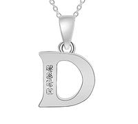 26 letras mayúsculas Iniciales Inglés Colgante CZ Zircon Nombre de Personalidad Clave Cadena Moda Mujer Niña Accesorios Regalo de Cumpleaños, talla única, Acero inoxidable,Latón, Circón