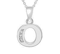 26 letras mayúsculas Iniciales Inglés Colgante CZ Zircon Nombre de Personalidad Clave Cadena Moda Mujer Niña Accesorios Regalo de Cumpleaños, talla única, Acero inoxidable,Latón, Circón