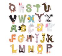 26 parches decorativos para planchar | Lindo diseño de alfabeto animal adhesivo activado por calor para sombrero, vaqueros, mochila, alfombra, disfraz de moda
