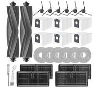 26 Pcs Accesorios Kit Recambios para Dreame L10s Ultra Gen 3/X40 Ultra Complete/L40 Ultra/X40 Master/Mova P50 Pro Ultra, 2 Cepillo Principal, 6 Bolsas de Polvo, 6 Cepillo Lateral, 4 Filtro, 6 Mopas