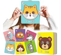 26 PCS Alphabet ABC Flash Cards with Animal Masks, Animal Flash Cards for Toddlers 1-3, Learn Letters, Spelling, Animals, Interactive Education for Parties, Classroom (1Set)