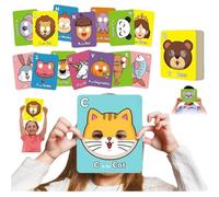 26 Pcs Alphabet ABC Flash Cards with Animal Masks, Colorful Alphabet Mask Cards, Giant Letter ABC Interactive Education Games, Learn Letters & English Phrases (1 Copy)
