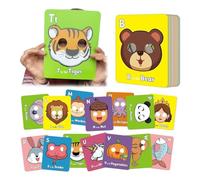 26 PCS Alphabet ABC Flash Cards with Animal Masks, Colorful Alphabet Mask Cards, Interactive Education Games, English Phrases (1-PCS)