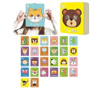 26 PCS Alphabet ABC Flash Cards with Animal Masks, Colorful Animal Mask Alphabet Cards,Funny ABC Flash Cards, Interactive Education Games, English Phrases, Learn Letters (26pcS)