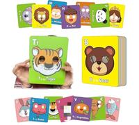 26 PCS Alphabet ABC Flash Cards with Animal Masks, Giant ABC Animal Flash Cards, Interactive Education Gamesor Kids,Preschool Kindergarten Toys, Learn Letters (2Pcs)