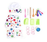 26 PCS Children Chef Set lavable Safe Kids Chef Juego de juego Juego de disfraces con delantal de herramientas para hornear