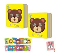 26 PCS Funny Alphabet ABC Flash Tarjetas con máscaras de Animales, Actualizar Tarjetas de Letras con Agujeros de los Ojos, Tarjeta Carta Aprendizaje Interactivo para Padres e Hijos (2pcs)