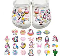 26 Pcs Pin Crocs y Pins para Crocs, Charms para Zuecos de PVC, Adornos para Zapatos y Pulseras, Accesorios Crocs para Niña y Mujer, Decoración Jibbitz para Sandalias y Zuecos