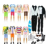 26 Pcs Ropa de Muñeca Compatible con Ken Ropa y Accesorios, 1 Conjunto de Ropa 5 Ropa de Ocio 5 Pantalones 12 Zapatos 5 estantes de Ropa 1 Auriculares 1 Almohadilla 12 Pulgadas muñeca de niño