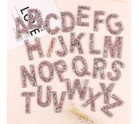 26 pegatinas de letras del alfabeto de diamantes de imitación con purpurina autoadhesivas ABC A-Z para suministros de manualidades de bricolaje (rosa)