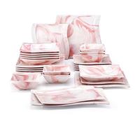26-Piece Nordic European Marble Porcelain Tableware Set with Bowl,Dinner Plate,Dessert/Soup Plate Set for 6