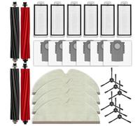 26 piezas Accesorios de repuesto para el robot aspirador Roborock Q5 Pro/ Q5 Pro+/ Q8 Max/ Q8 Max+, 2 pares de cepillos giratorios, 6 filtros HEPA, 6 cepillos laterales 6 bolsas para el polvo, 4 mopas