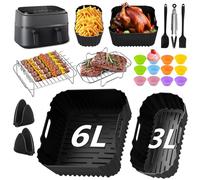 26 piezas de accesorios para freidora de aire Philips de doble cesta serie 3000 6L/3L, forros de silicona reutilizables para freidora de aire, accesorios de parrilla para Philips Airfryer NA350/00