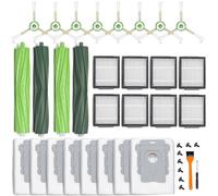 26 piezas de repuesto para iRobot Roomba i7 i7+ i3 i3+ i4 i4+ i6 i6+ i8 i8+ j7 j7+/Plus E5 E6 E7 robot aspirador accesorios, 2 cepillos de goma multisuperficie, 8 filtros, 8 cepillos laterales, 8