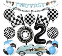 26 Piezas Decoración Cumpleaños Auto 2 Años, Cars Aluminio Globos, Globos de Coche de Carreras 2 Años, Flobo Numero.2 Cumpleaños con Coches, CumpleañosDos Años Niño