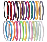 26 Piezas Diademas Satén 1 cm, Diademas Mujer Fina, Diademas Lisa de Plástico, Diademas Multicolor, 26 Colores