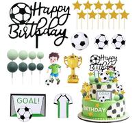 26 piezas Juego de decoración para tartas con temática futbolística, ideal para fiestas de fútbol, celebraciones de cumpleaños infantiles y fiestas de cumpleaños para niños.